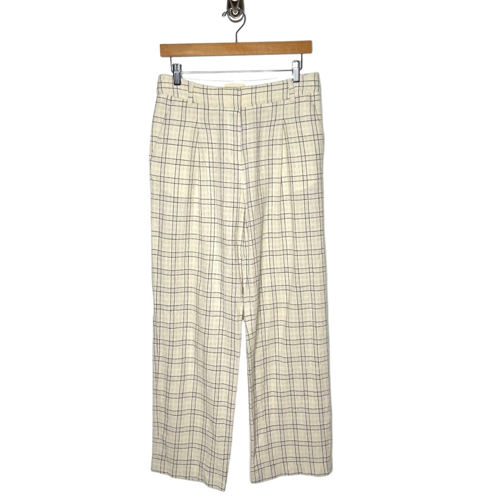 Sezane | Aubin Windowpane Grid Trousers Cream Navy FR 36/US 4